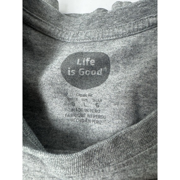 Life Is Good Men's Gray Short Sleeve Tee Shirt Size Large Baseball Good Catch - Picture 3 of 5